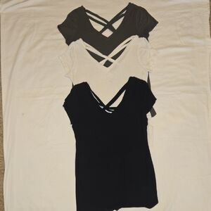 Jessica Simpson Cross-Back Short Sleeve Maternity Tops - Black, White, Green